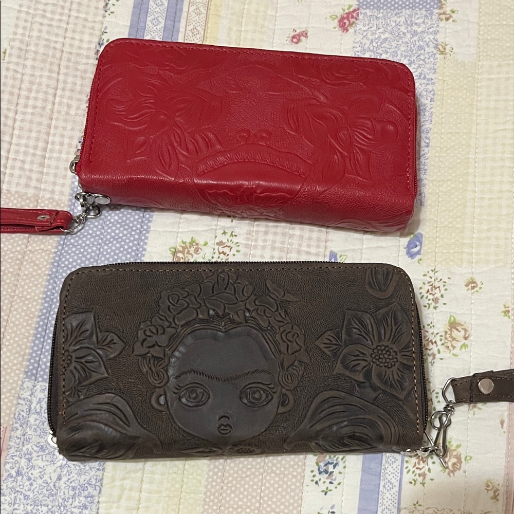 CHOICE OF Leather Red and Brown Embossed Women's Wallet